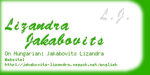 lizandra jakabovits business card